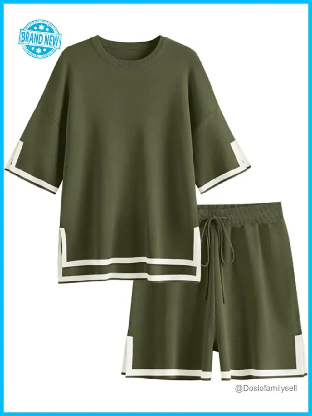 2 Piece Matching Lounge Set Short Sleeve Top & Shorts Casual Summer Outfit